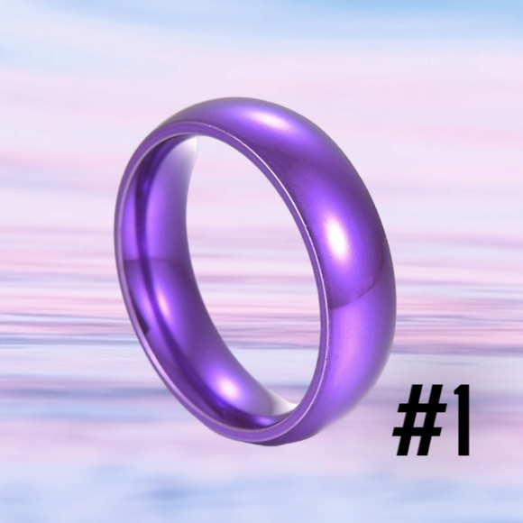 Purple Stainless Steel Band Ring NWT - Picture 1 of 2